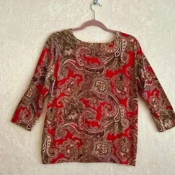 Rox & Ali button front lightweight sweater Paisley SIZE XL - Picture 2 of 9